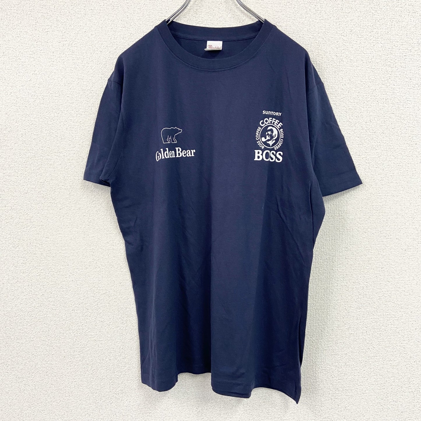 Print star　プリントスター　半袖企業プリントTシャツ　BOSS　コーヒー　紺　ネイビー　Lサイズ