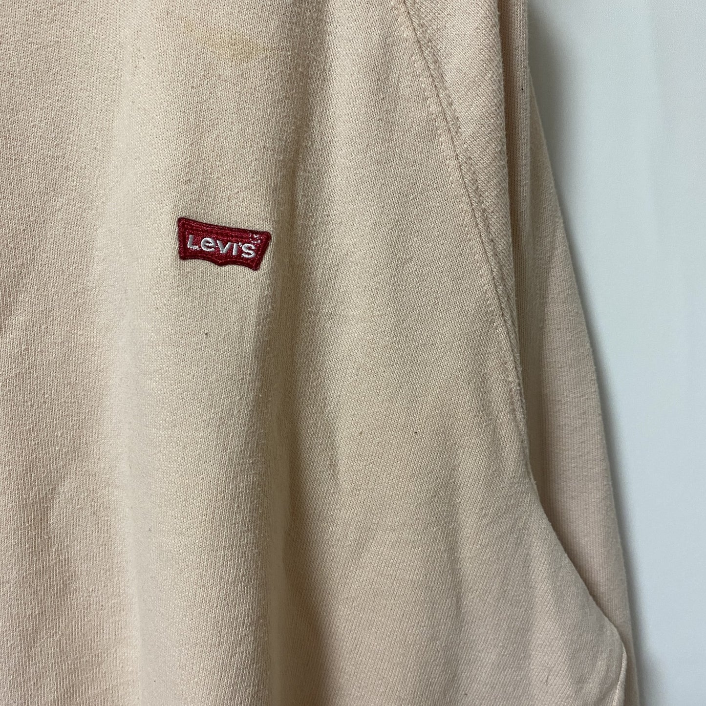 古着 used　Levi’s リーバイス　長袖ロゴプリントパーカー　スウェットフーディ　ピンク　カジュアル　Lサイズ