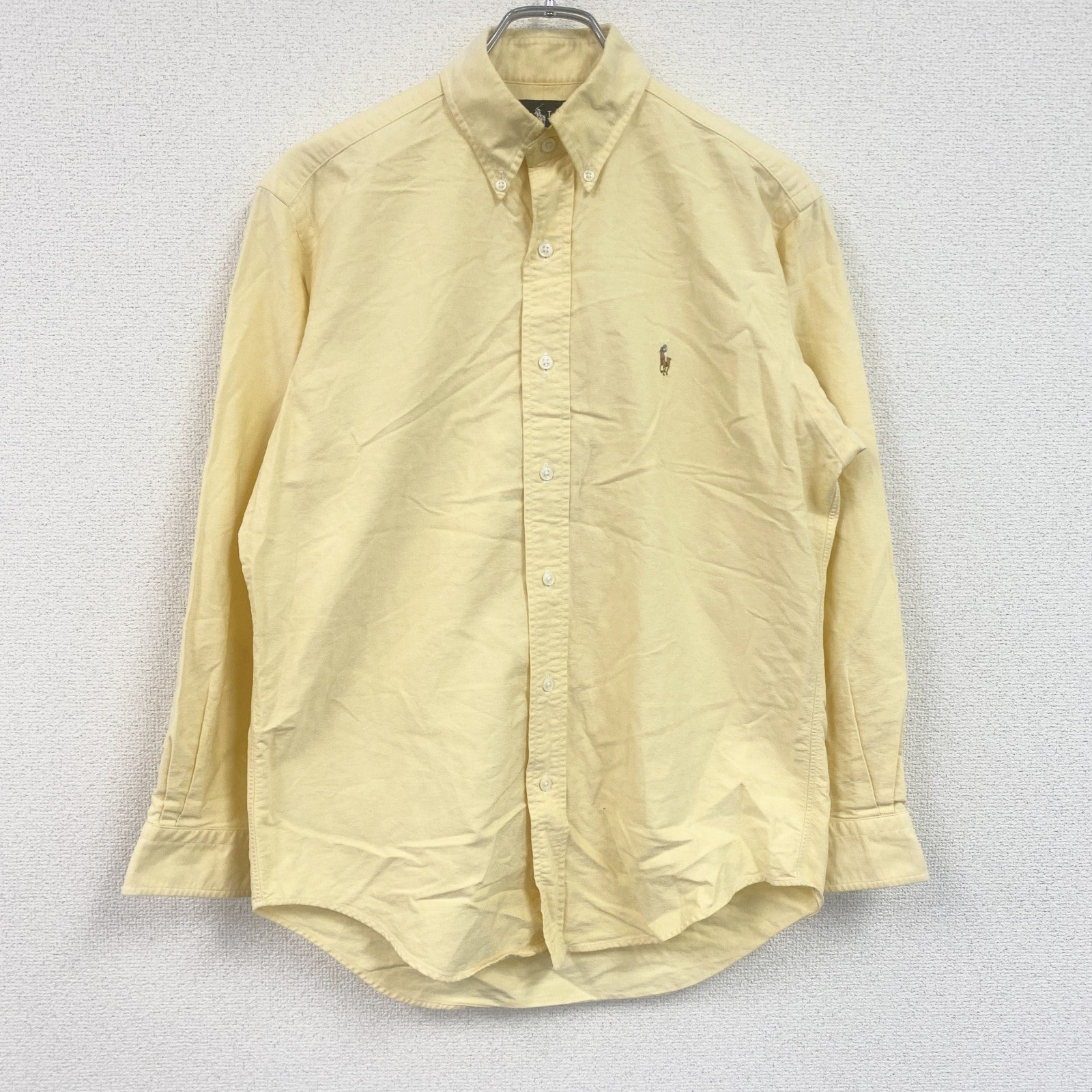 ～90s　RALPH LAUREN　ラルフローレン　YARMOUTH　長袖ボタンダウンシャツ　刺繍ロゴ　イエロー　37‐80サイズ