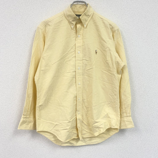 ～90s　RALPH LAUREN　ラルフローレン　YARMOUTH　長袖ボタンダウンシャツ　刺繍ロゴ　イエロー　37‐80サイズ