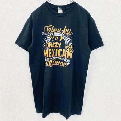 古着 used　GILDAN　ギルダン　半袖プリントTシャツ　CRAZY　MEXICAN　レトロ　黒　ブラック　Mサイズ