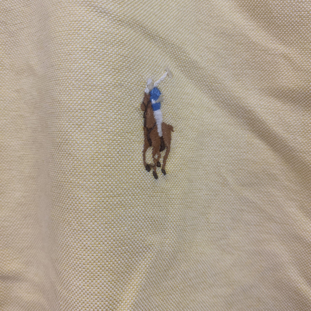 ～90s　RALPH LAUREN　ラルフローレン　YARMOUTH　長袖ボタンダウンシャツ　刺繍ロゴ　イエロー　37‐80サイズ