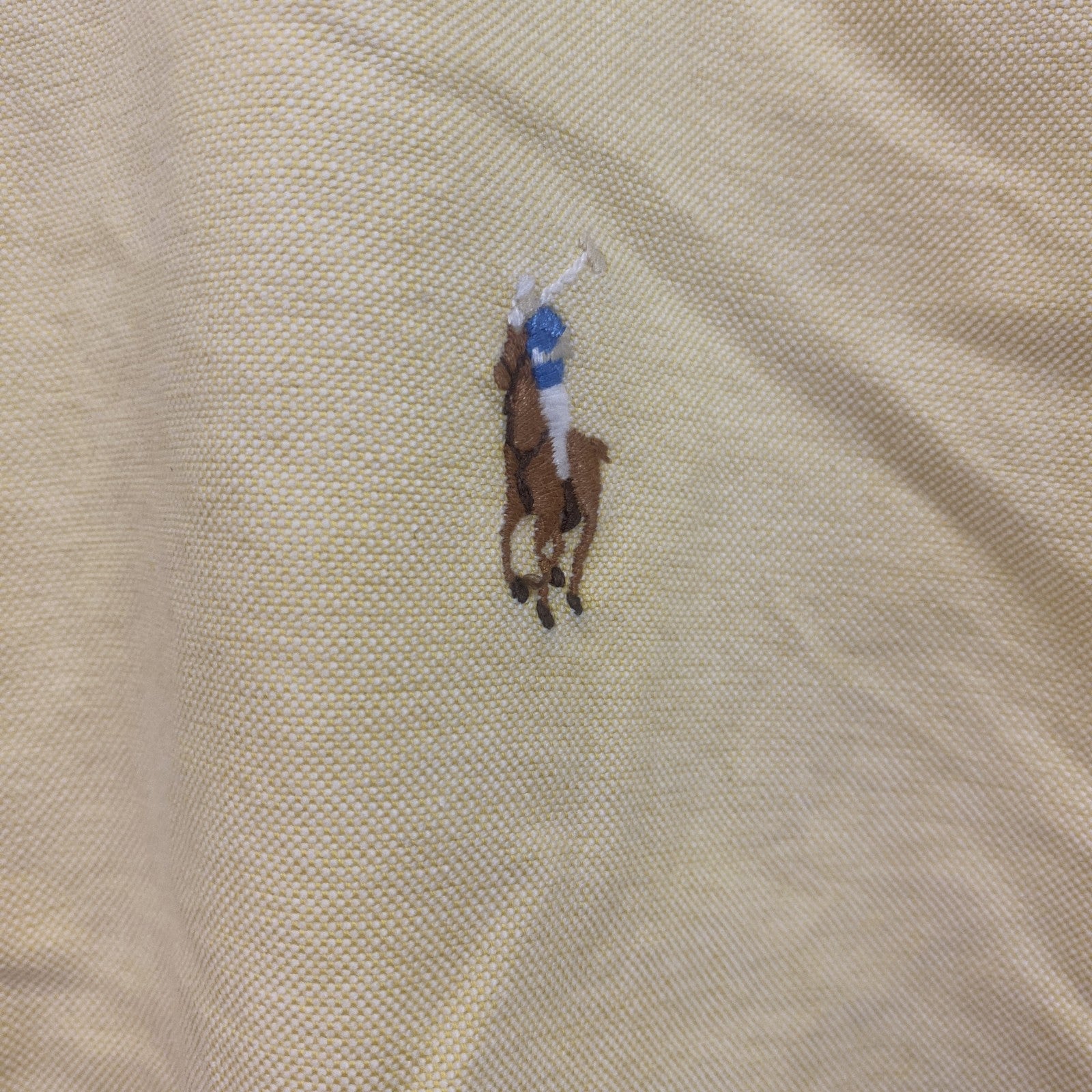 ～90s　RALPH LAUREN　ラルフローレン　YARMOUTH　長袖ボタンダウンシャツ　刺繍ロゴ　イエロー　37‐80サイズ