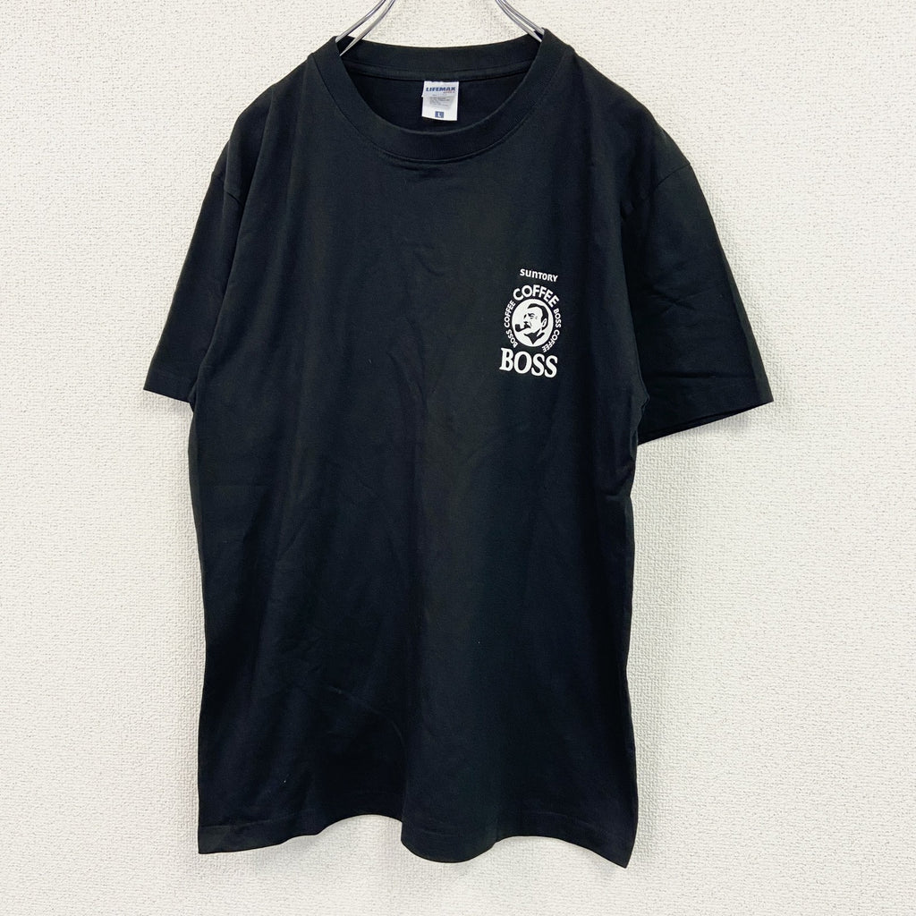 LIFEMAX　半袖企業プリントTシャツ　BOSS　コーヒー　黒　ブラック　Lサイズ