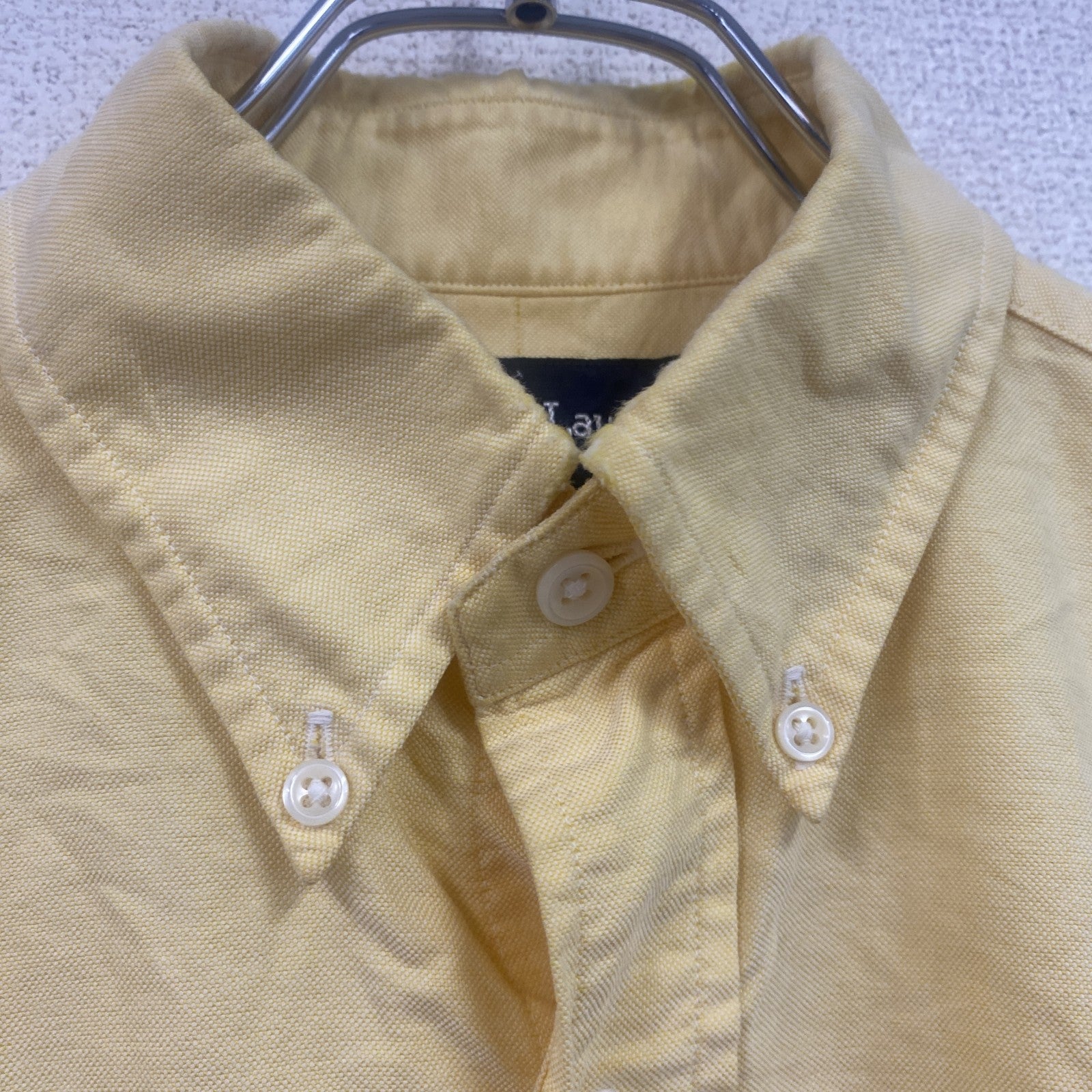 ～90s　RALPH LAUREN　ラルフローレン　YARMOUTH　長袖ボタンダウンシャツ　刺繍ロゴ　イエロー　37‐80サイズ