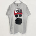 古着 used　Beard gang　半袖プリントTシャツ　カジュアルデザイン　熊　クルーネック　レトロ　グレー　Mサイズ