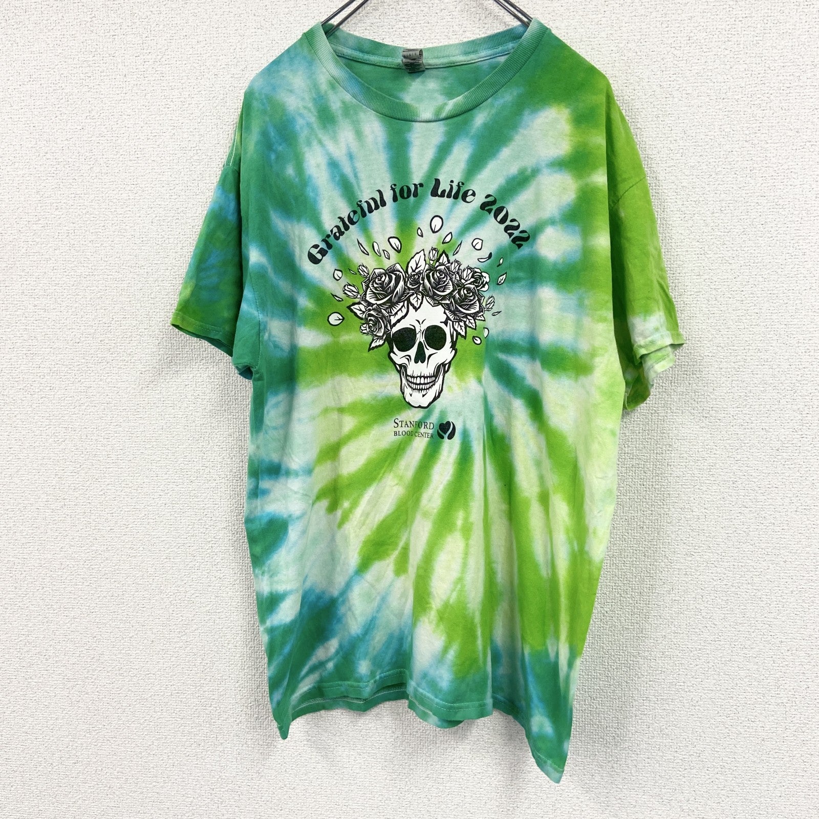 GILDAN　ギルダン　半袖プリントTシャツ　タイダイ柄　緑　グリーン　Lサイズ
