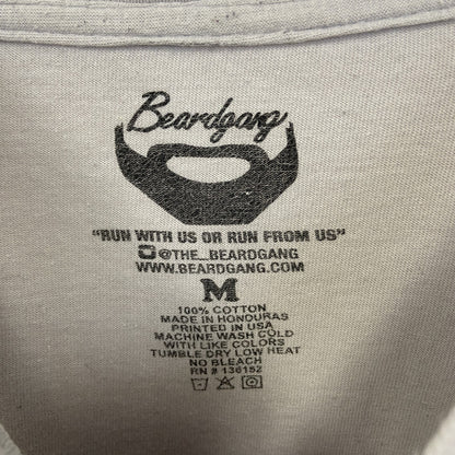 古着 used　Beard gang　半袖プリントTシャツ　カジュアルデザイン　熊　クルーネック　レトロ　グレー　Mサイズ