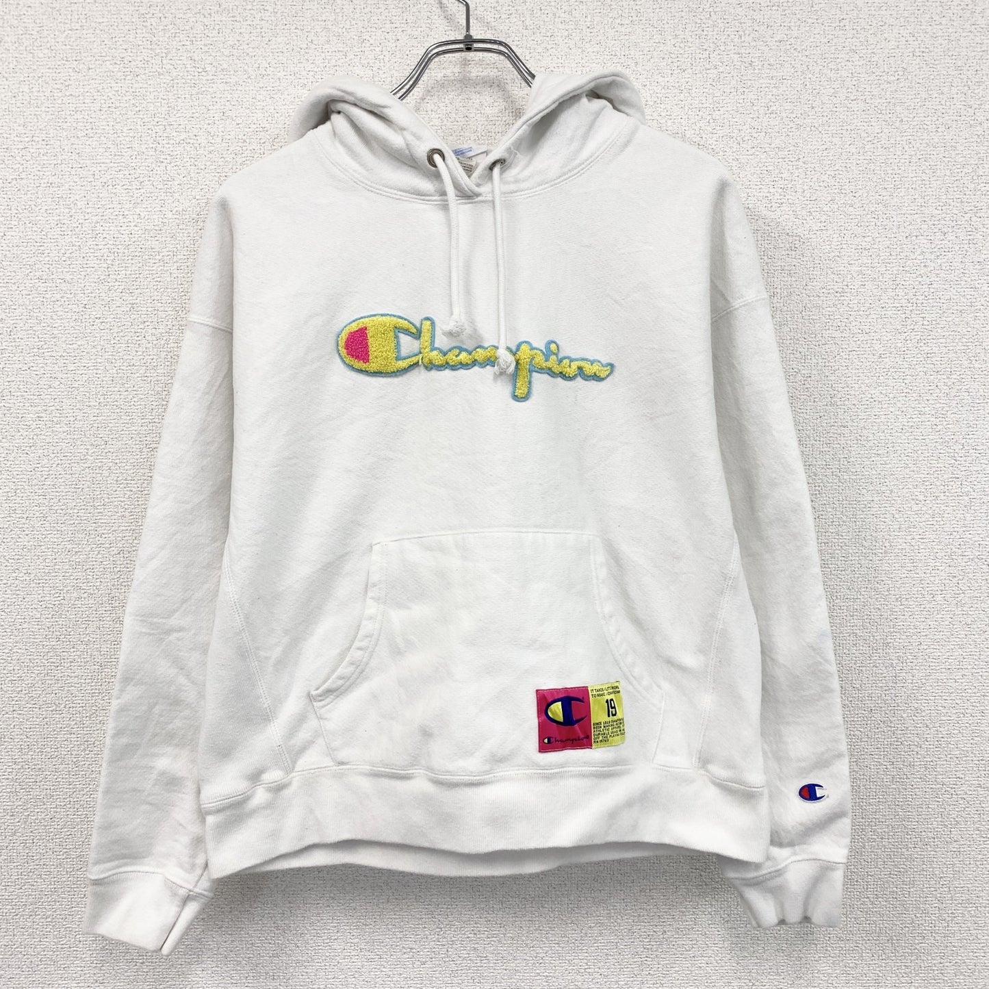 Champion　チャンピオン　リバースウィーブ　スウェットパーカー/フーディー　刺繡ロゴ　白　ホワイト　XLサイズ