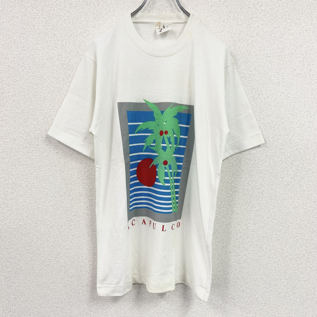 EDXODA　半袖プリントTシャツ　シングルステッチ　白　ホワイト　Lサイズ