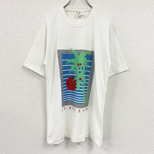 EDXODA　半袖プリントTシャツ　シングルステッチ　白　ホワイト　Lサイズ