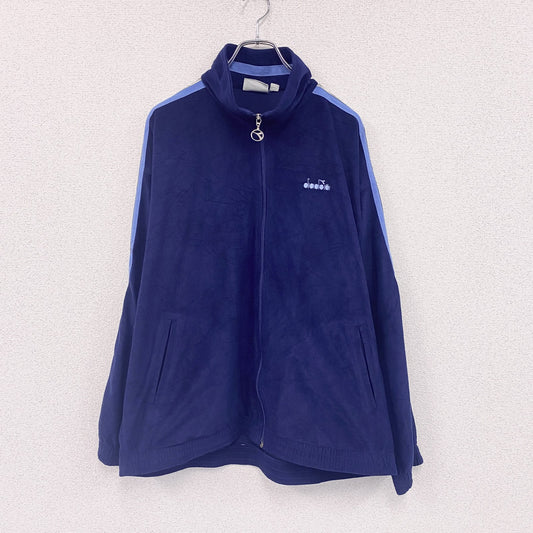 ～90s　diadora　ディアドラ　トラックジャケット/ベロアジャージ　ヴィンテージ　紺　ネイビー　44サイズ