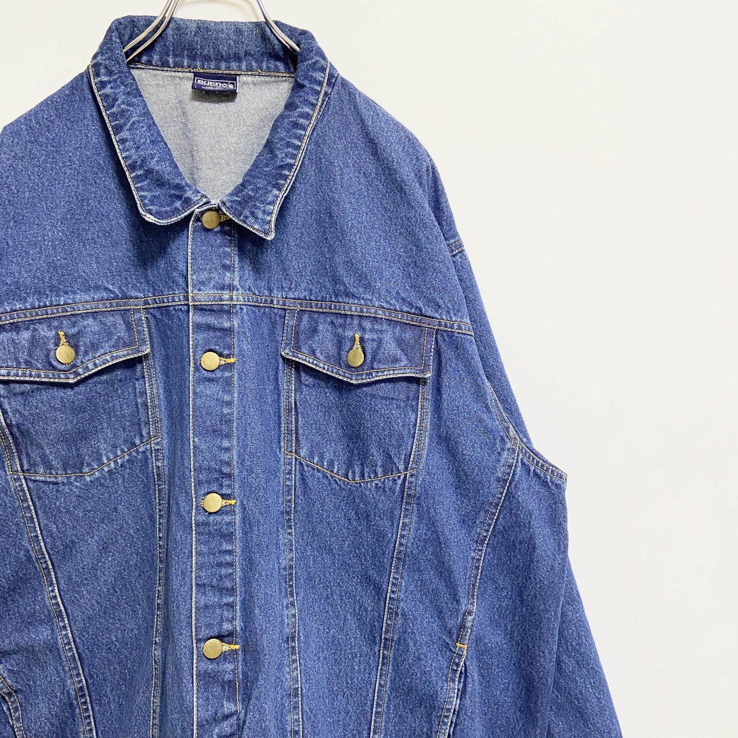 古着 used　BUENO'S　長袖デニムジャケット　ジージャン　青　ブルー　秋冬服　ビッグシルエット　3XLサイズ