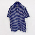 90s　POLO SPORT　ポロスポーツ　半袖ポロシャツ　ヴィンテージ　ボーダー柄　紺　ネイビー　Lサイズ