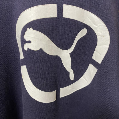 古着 used　PUMA プーマ　長袖ロゴプリントパーカー　スウェットフーディ　ネイビー　カジュアル　ビッグシルエット　Lサイズ