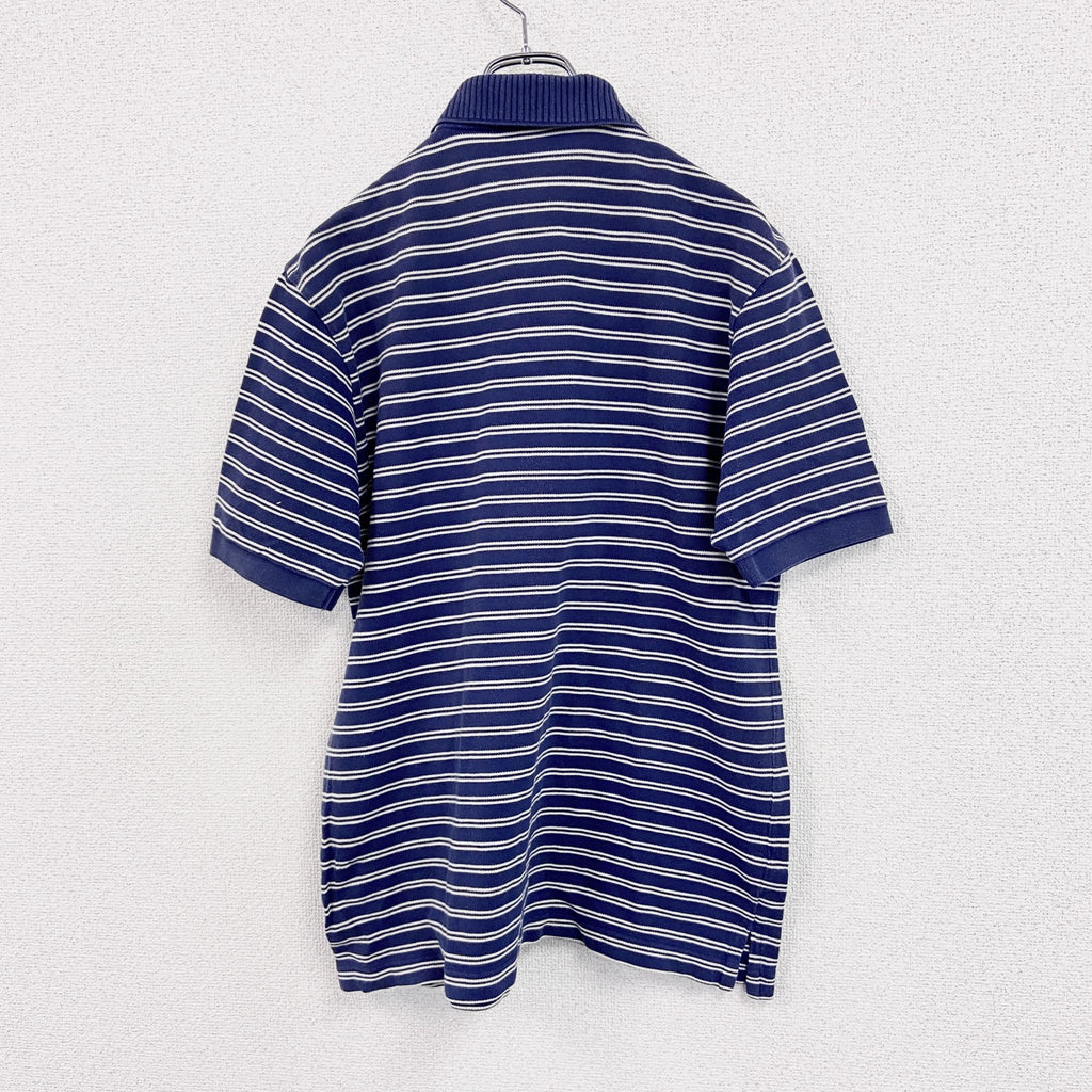 90s　POLO SPORT　ポロスポーツ　半袖ポロシャツ　ヴィンテージ　ボーダー柄　紺　ネイビー　Lサイズ