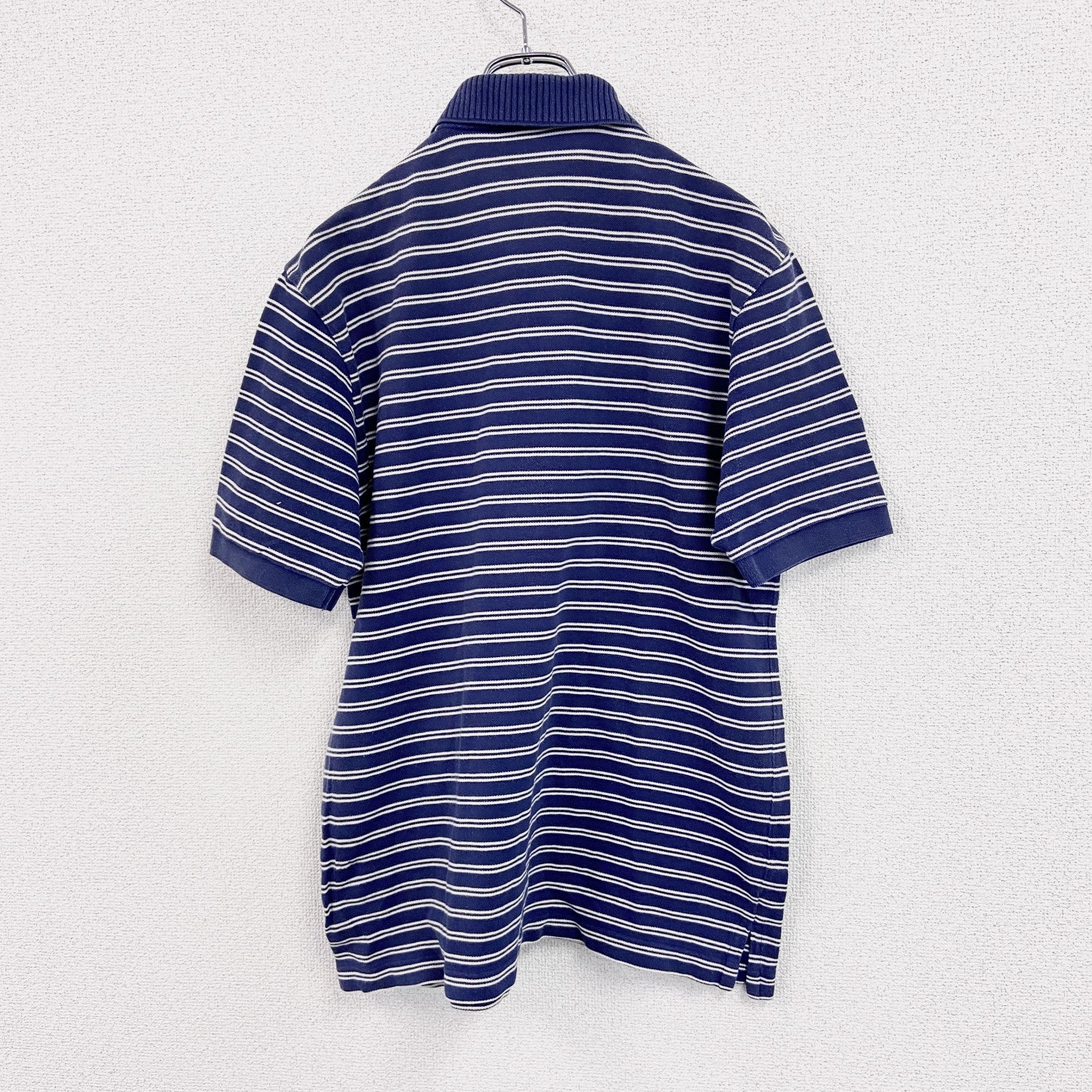 90s　POLO SPORT　ポロスポーツ　半袖ポロシャツ　ヴィンテージ　ボーダー柄　紺　ネイビー　Lサイズ