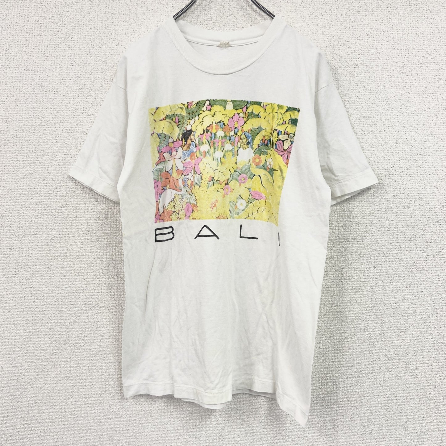 半袖プリントTシャツ　絵画　シングルステッチ　白　ホワイト