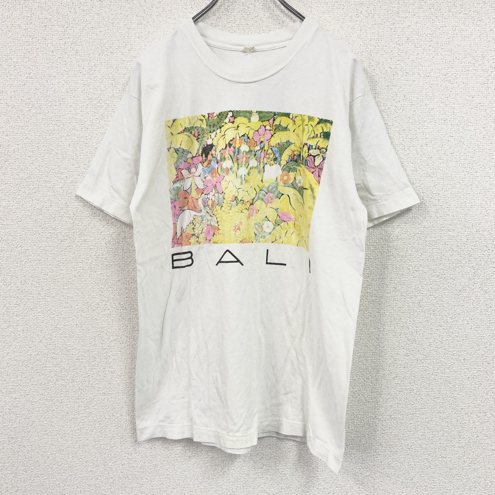 半袖プリントTシャツ　絵画　シングルステッチ　白　ホワイト
