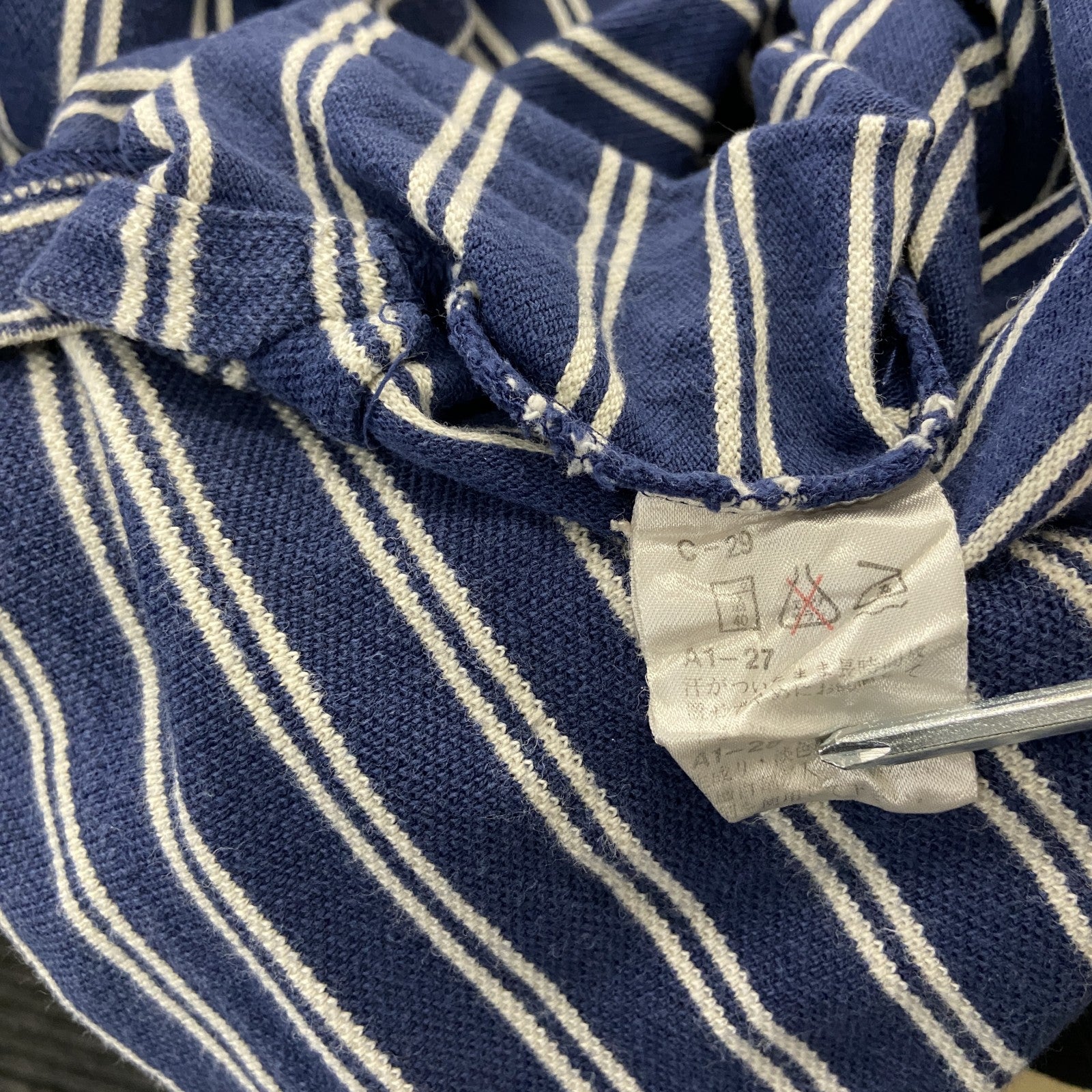 90s　POLO SPORT　ポロスポーツ　半袖ポロシャツ　ヴィンテージ　ボーダー柄　紺　ネイビー　Lサイズ