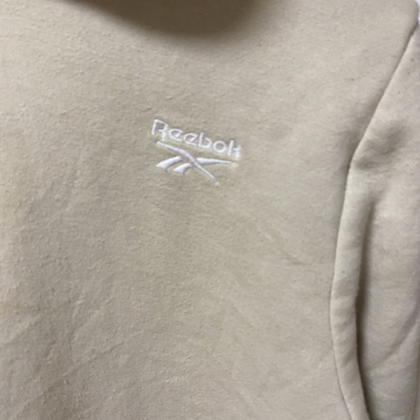 古着 used　Reebok リーボック　長袖ワンポイントロゴ刺パーカー　スウェットフーディ　ベージュ　カジュアル　Sサイズ