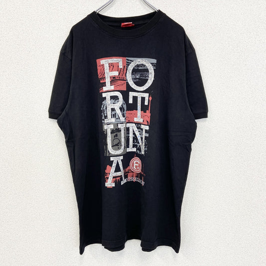 古着 used　F95　半袖プリントTシャツ　ビッグT　FORTUNA　カジュアルデザイン　クルーネック　黒　XXLサイズ