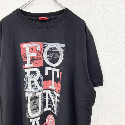古着 used　F95　半袖プリントTシャツ　ビッグT　FORTUNA　カジュアルデザイン　クルーネック　黒　XXLサイズ