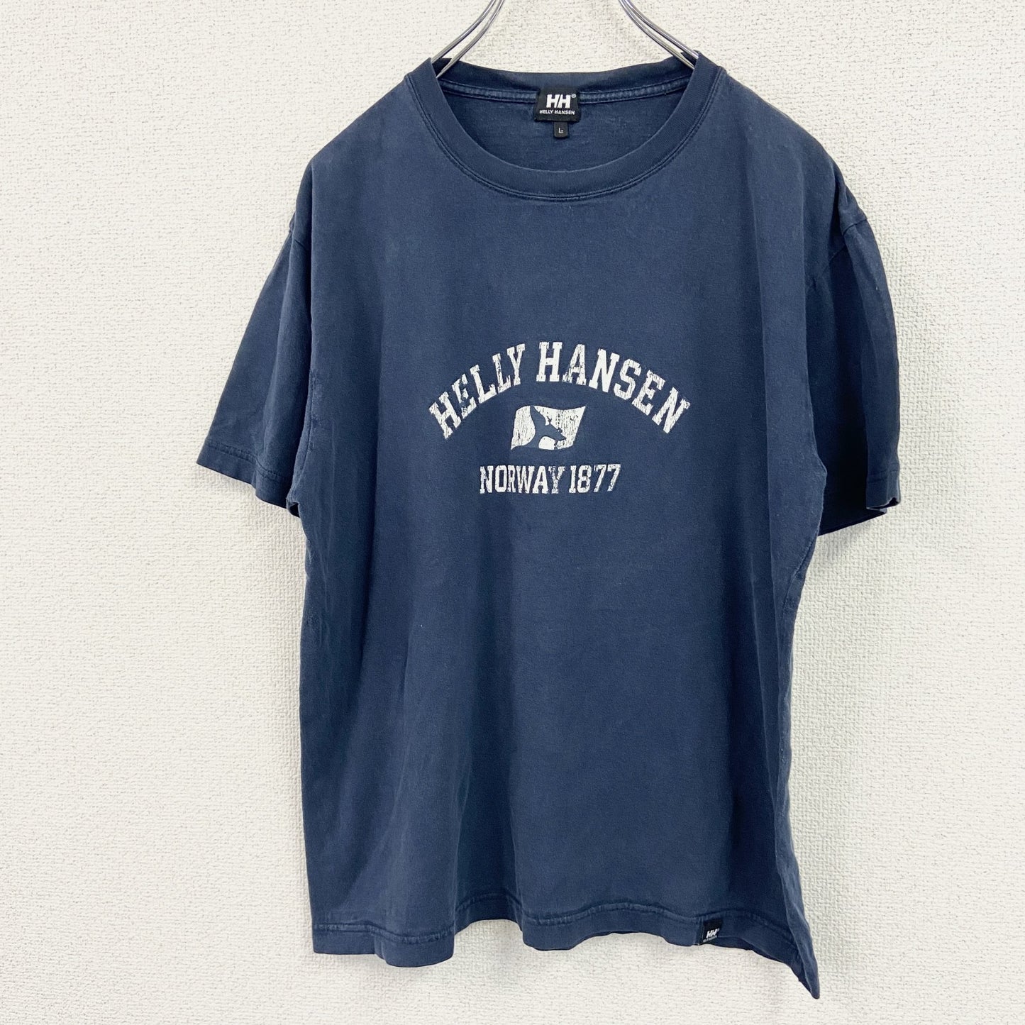 HELLY HANSEN　ヘリーハンセン　半袖プリントTシャツ　紺　ネイビー　Lサイズ