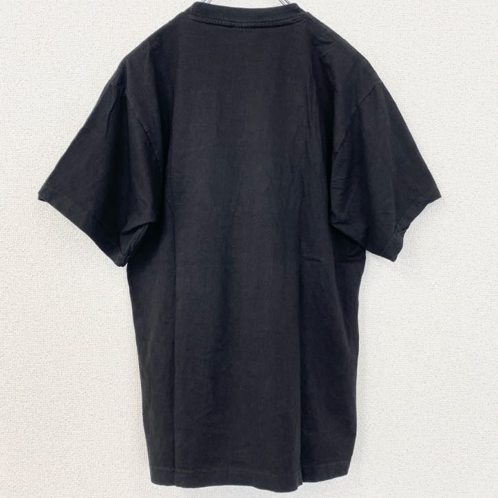 古着 used　SHANGRI-LA　半袖刺繍Tシャツ　ネパール　ブッタアイ　クルーネック　レトロデザイン　黒　ブラック