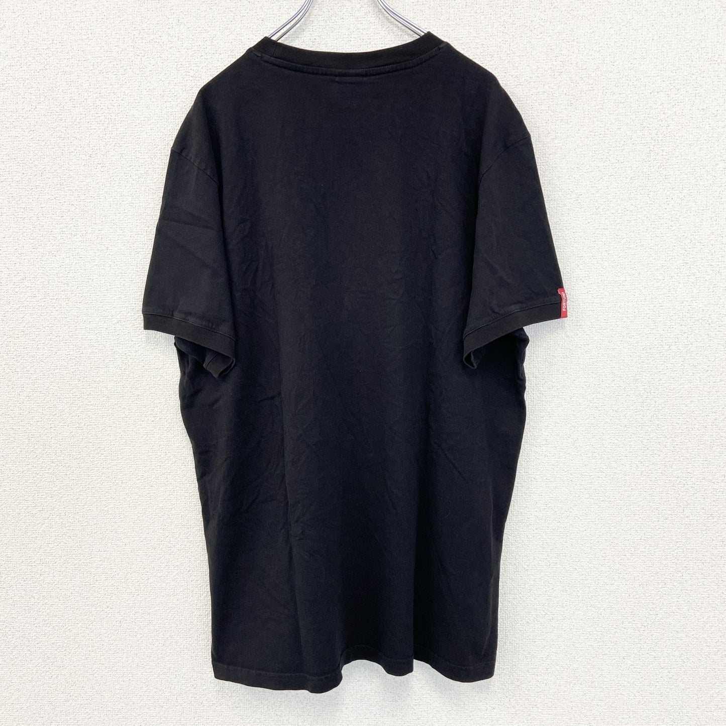 古着 used　F95　半袖プリントTシャツ　ビッグT　FORTUNA　カジュアルデザイン　クルーネック　黒　XXLサイズ