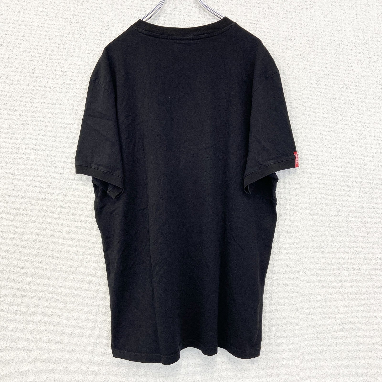 古着 used　F95　半袖プリントTシャツ　ビッグT　FORTUNA　カジュアルデザイン　クルーネック　黒　XXLサイズ
