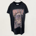 古着 used　Sik sih　半袖プリントTシャツ　ダメージ加工　リメイク　スカル　アバンギャルド　クルーネック　黒　Mサイズ