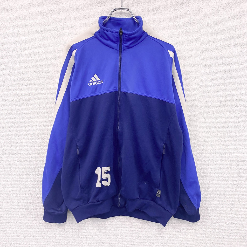 90s　adidas　アディダス　トラックジャケット/ジャージ　ヴィンテージ　青　ブルー　紺　ネイビー　Mサイズ