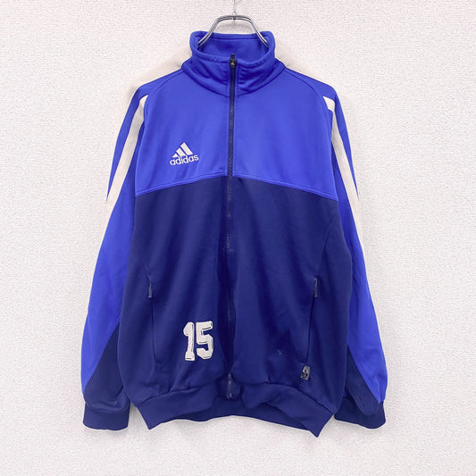 90s　adidas　アディダス　トラックジャケット/ジャージ　ヴィンテージ　青　ブルー　紺　ネイビー　Mサイズ