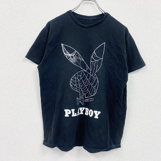PLAYBOY　プレイボーイ　半袖プリントTシャツ　蜘蛛の巣　黒　ブラック