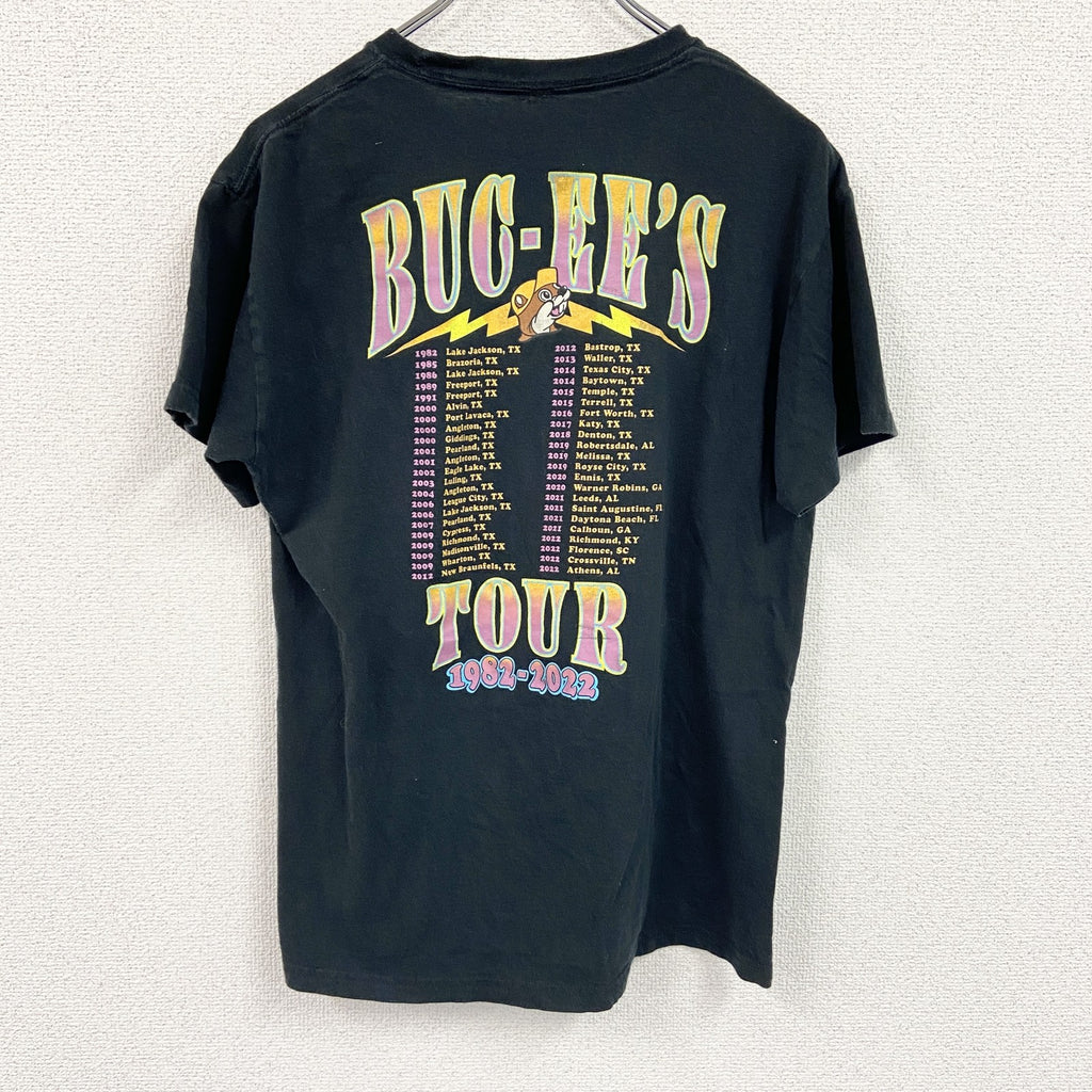 BUG-EE'S　バッキーズ　半袖プリントキャラクターTシャツ　Bucky Beaver　ガソリンスタンド　黒　ブラック　Mサイズ