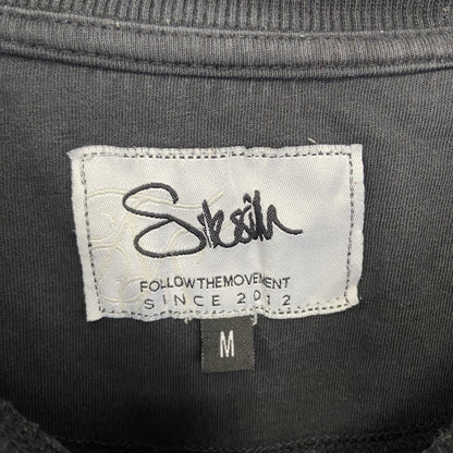 古着 used　Sik sih　半袖プリントTシャツ　ダメージ加工　リメイク　スカル　アバンギャルド　クルーネック　黒　Mサイズ