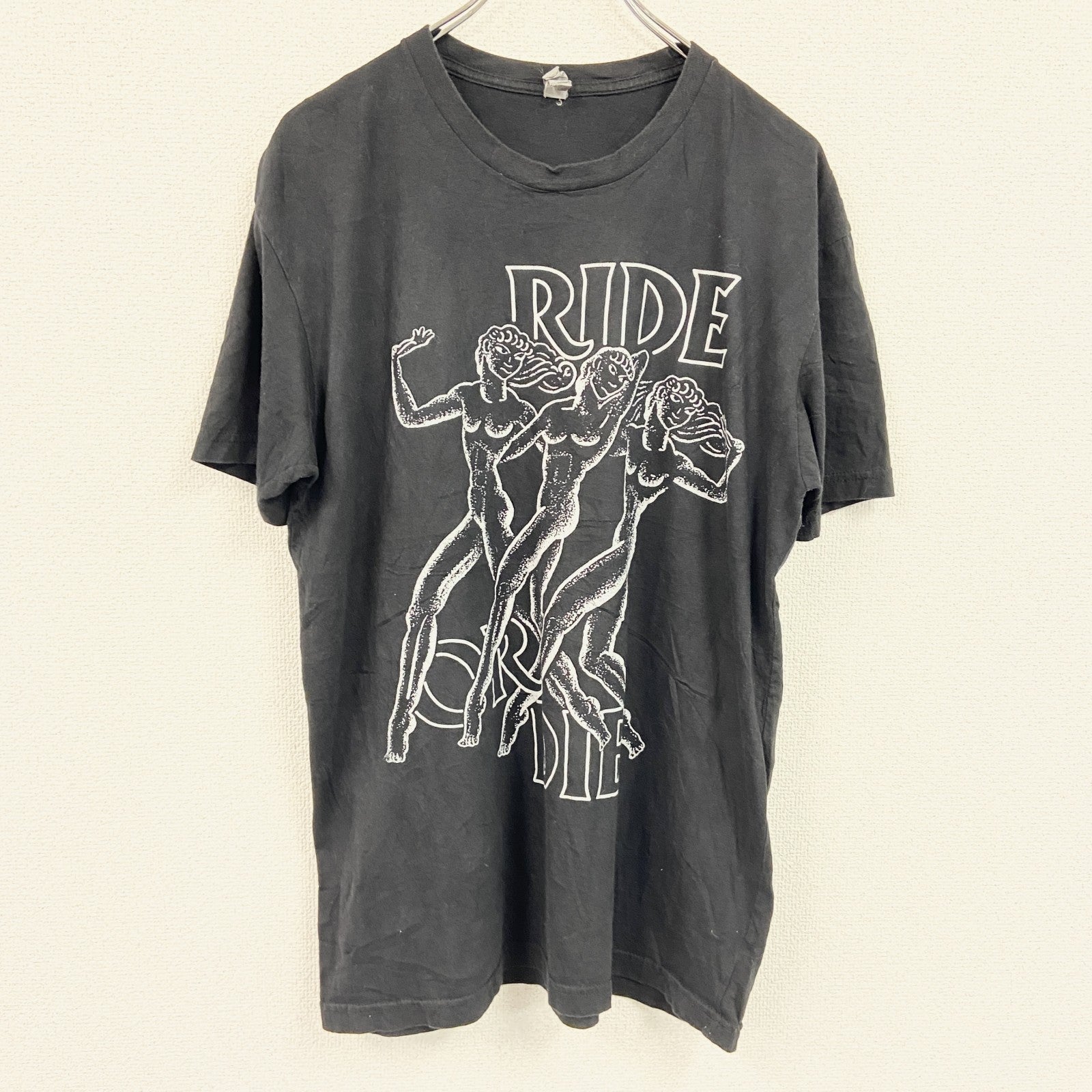 RIDE　半袖プリントTシャツ　黒　ブラック　Lサイズ