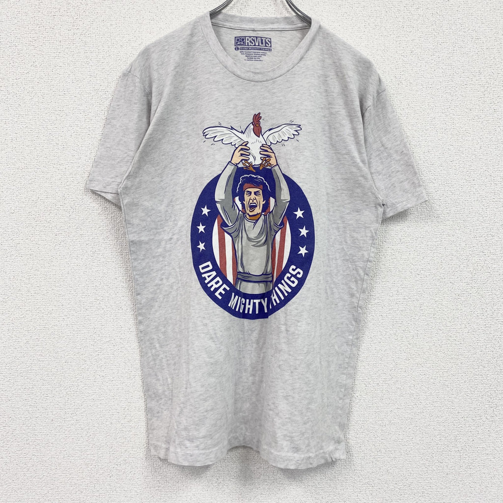 RSVLTS　半袖プリントアニマルTシャツ　アーチプリント　星条旗　灰色　グレー　Lサイズ