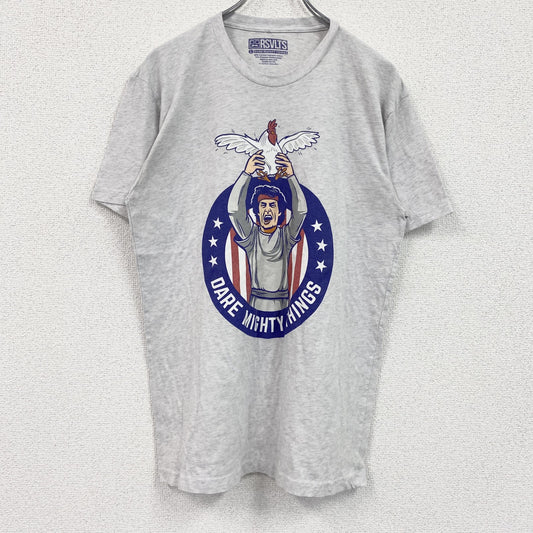 RSVLTS　半袖プリントアニマルTシャツ　アーチプリント　星条旗　灰色　グレー　Lサイズ
