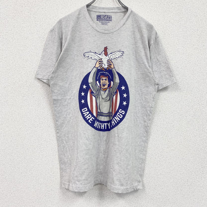 RSVLTS　半袖プリントアニマルTシャツ　アーチプリント　星条旗　灰色　グレー　Lサイズ