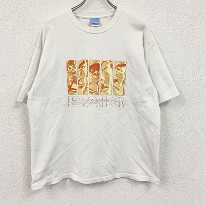 MEQRI　刃牙　半袖プリントアニメTシャツ　キャラクターT　格闘　白　ホワイト　Lサイズ