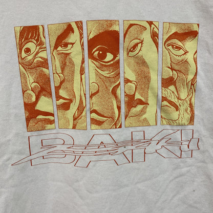 MEQRI　刃牙　半袖プリントアニメTシャツ　キャラクターT　格闘　白　ホワイト　Lサイズ