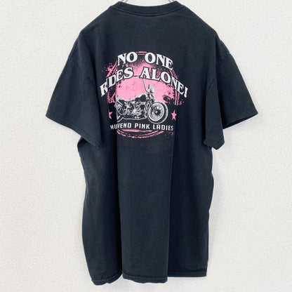 古着 used　GILDAN　ギルダン　半袖バックプリントTシャツ　バイク　クルーネック　レトロデザイン　黒　ブラック　Lサイズ
