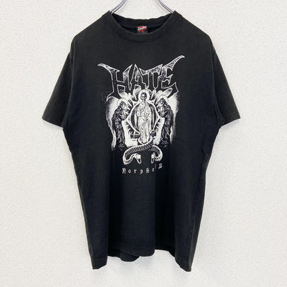 古着 used　Cantan　半袖バンドプリントTシャツ　Morphosis　HATE　ロックT　クルーネック　黒　Mサイズ