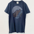 古着 used　GARCIA　半袖プリントTシャツ　地形　山　クルーネック　レトロデザイン　黒　ブラック　Mサイズ　