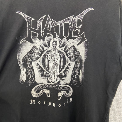 古着 used　Cantan　半袖バンドプリントTシャツ　Morphosis　HATE　ロックT　クルーネック　黒　Mサイズ