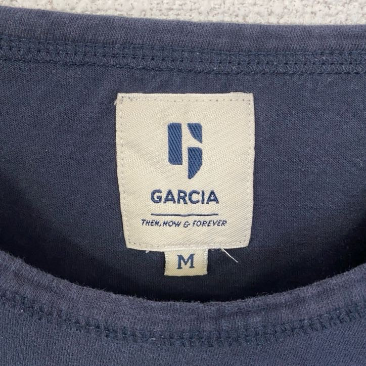古着 used　GARCIA　半袖プリントTシャツ　地形　山　クルーネック　レトロデザイン　黒　ブラック　Mサイズ　