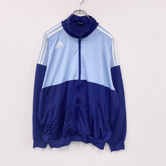 adidas　アディダス　トラックジャケット/ジャージ　刺ロゴ　水色　ライトブルー　紺　ネイビー　Lサイズ