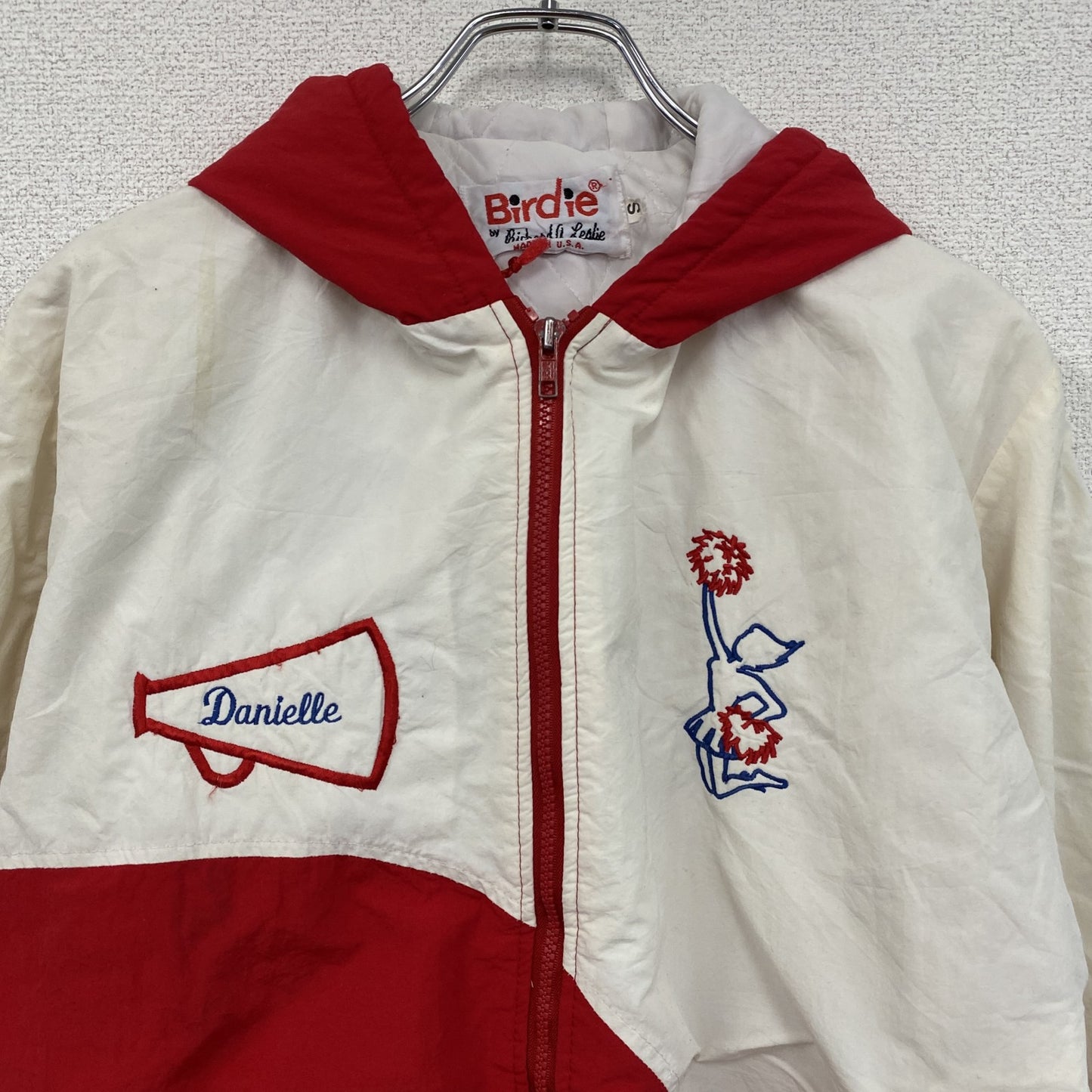 80s～　Birdie　バーディー　フルジップナイロンジャケット　ヴィンテージ　レッド　ホワイト　Sサイズ